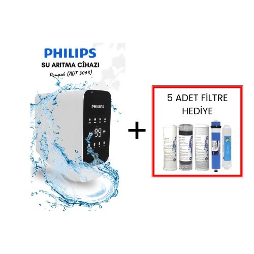Philips AUT3063/62 Dijital Pompalı Su Arıtma Cihazı 5 Adet Filtre Hediye