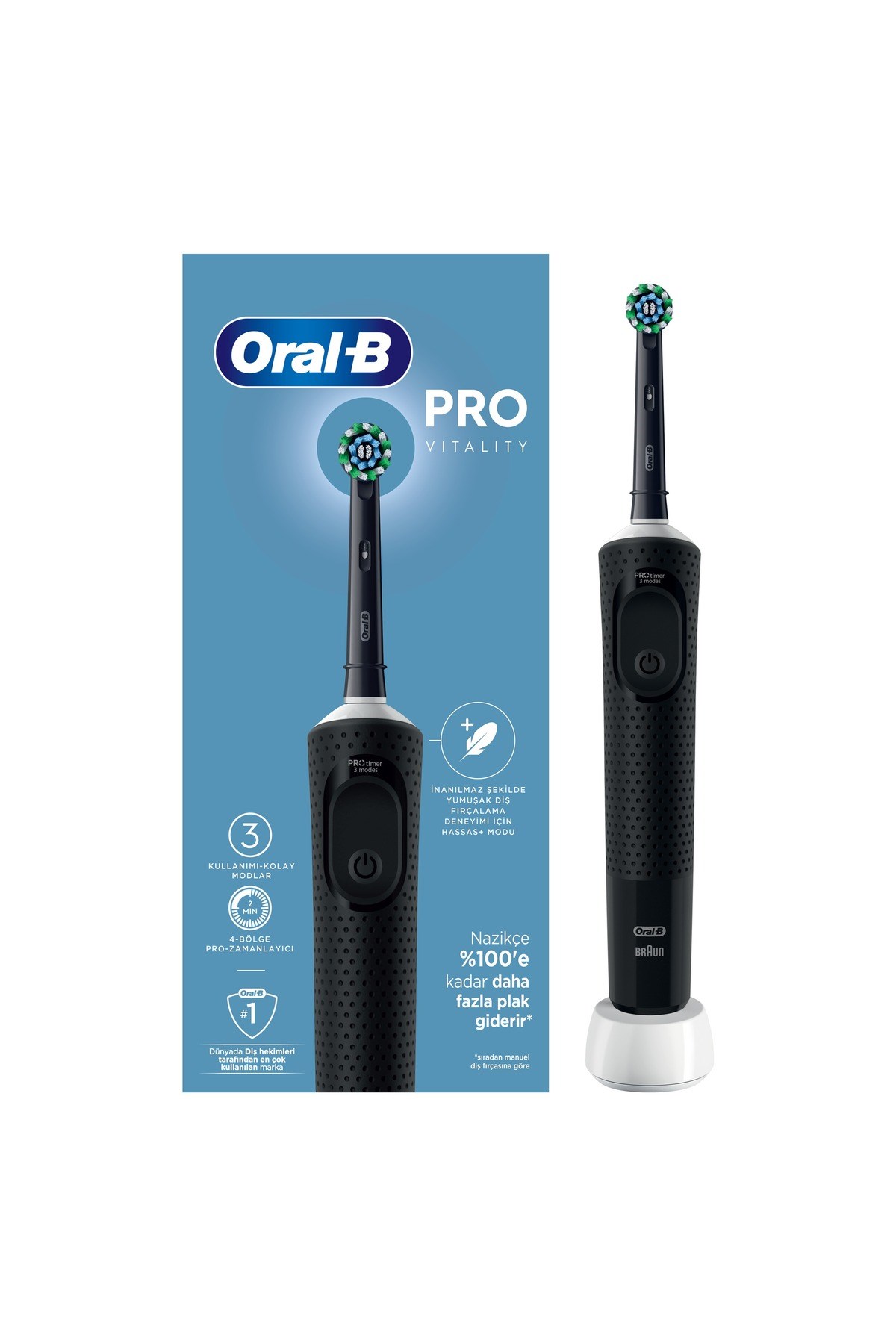 ORAL-B D103 Vitality Pro Cross Action Şarjlı Diş Fırçası - Siyah-80843471