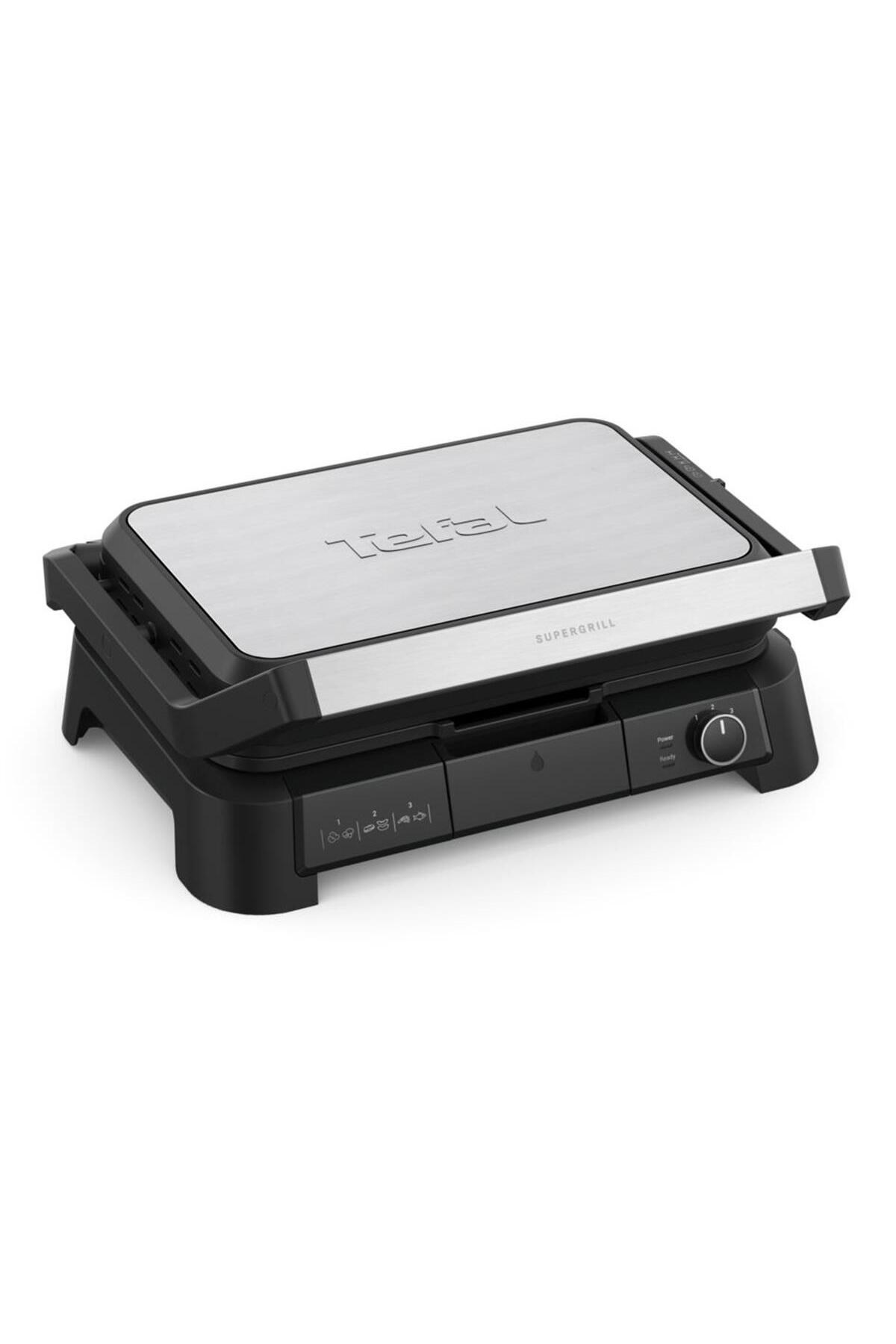 TEFAL SuperGrill 3in1 XL 8 Porsiyon Kapasiteli 2200 Watt Barbekü Izgara ve Tost Makinesi - Inox