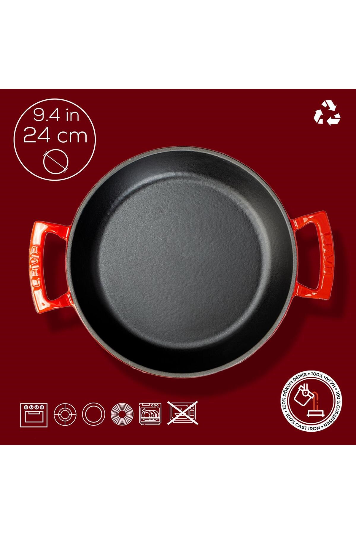 LAVA Döküm Yuvarlak Sahan Döküm Demir Yekpare Çift Kulplu 24cm- LV Y TV 24 SHN R 4 LAVA Döküm Yuvarlak Sahan Döküm Demir Yekpare Çift Kulplu 24cm- LV Y TV 24 SHN R - Görsel 4
