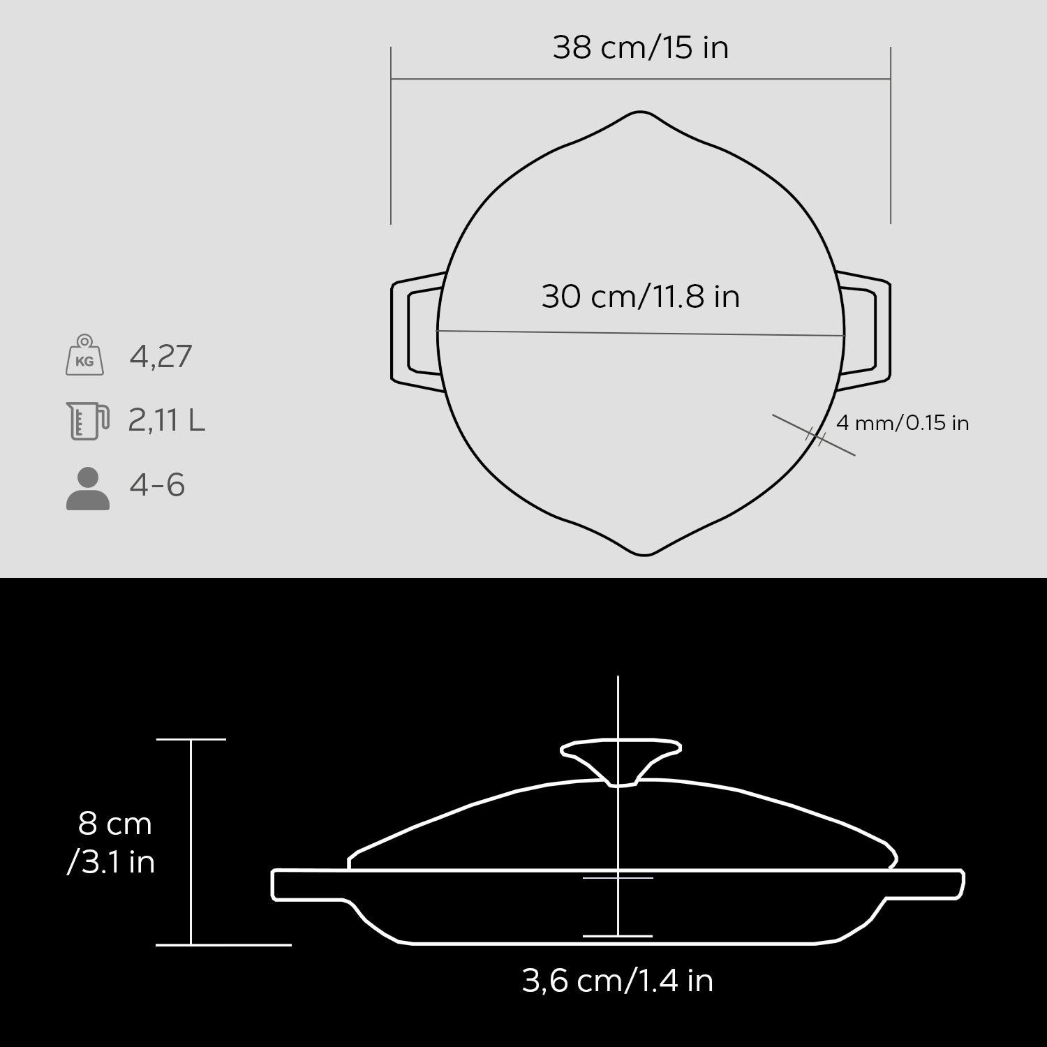 LAVA Döküm Yuvarlak Kızartma Tavası 30 cm Cam Kapaklı Döküm Demir Siyah Çift Kulplu LV ECO TV 30 K3 3 LAVA Döküm Yuvarlak Kızartma Tavası 30 cm Cam Kapaklı Döküm Demir Siyah Çift Kulplu LV ECO TV 30 K3 - Görsel 3