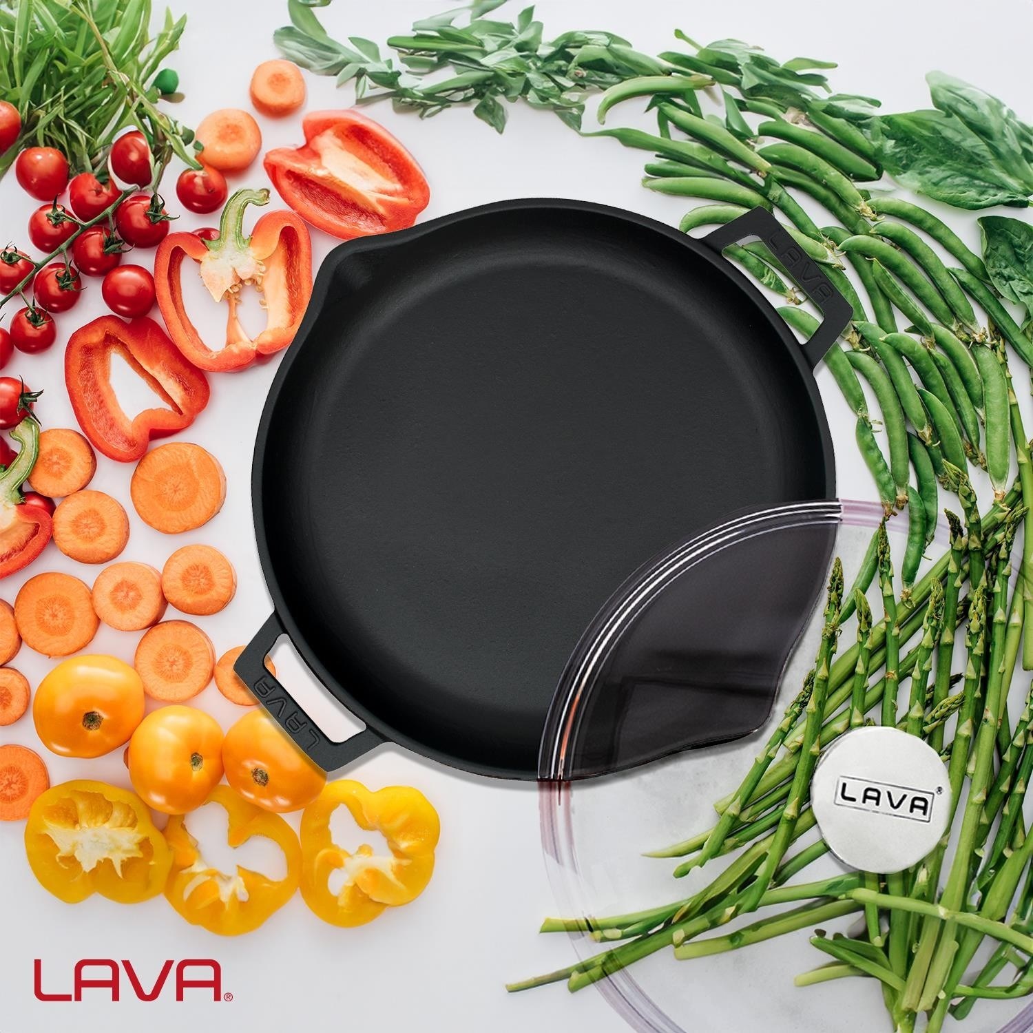 LAVA Döküm Yuvarlak Kızartma Tavası 30 cm Cam Kapaklı Döküm Demir Siyah Çift Kulplu LV ECO TV 30 K3 5 LAVA Döküm Yuvarlak Kızartma Tavası 30 cm Cam Kapaklı Döküm Demir Siyah Çift Kulplu LV ECO TV 30 K3 - Görsel 5