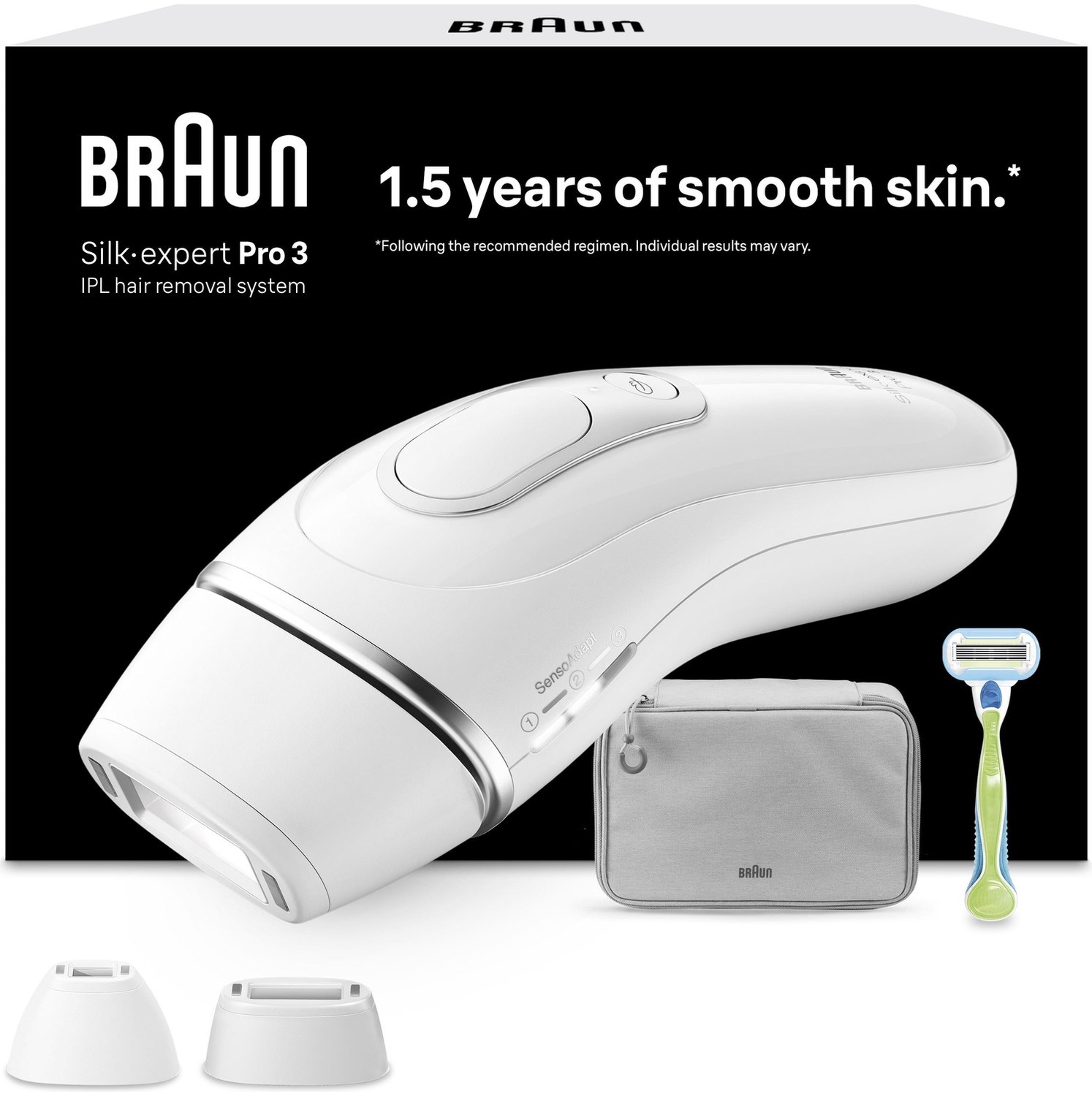 BRAUN Ipl Silk·expert Pro 3, Evde Tüy Alma, Çanta, Venus Tıraş Makinesi, 2 Başlık Ile, PL3122
