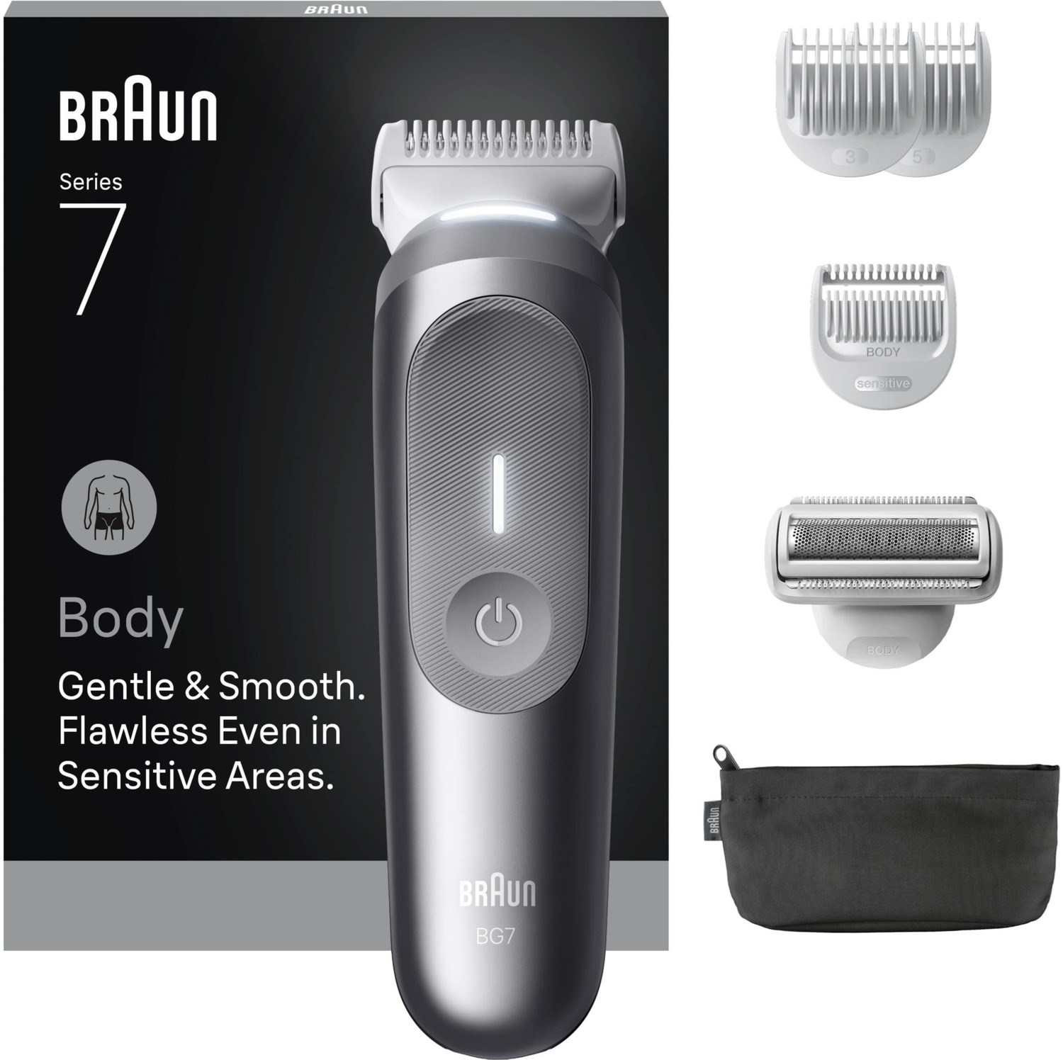 BRAUN Vücut Tıraş Makinesi Series 7, +6 Aksesuar, Kompakt, Smartlight, BG7550