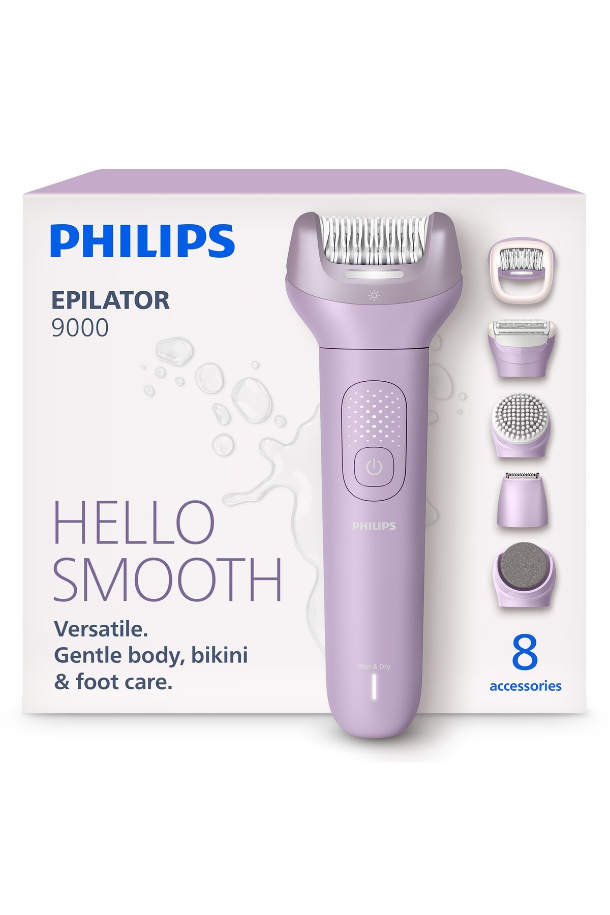 PHİLİPS 9000 Serisi BRE728/05 Tüm Vücut Epilatör Seti, Islak&Kuru, Kablosuz Epilatör
