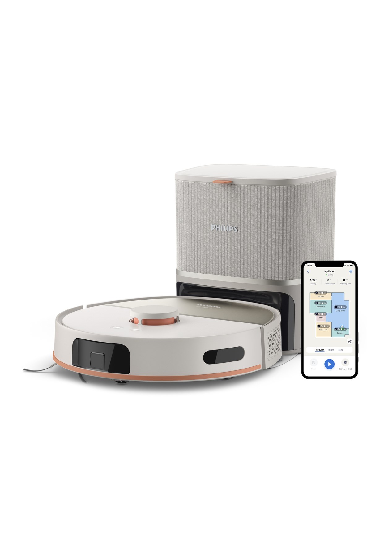 PHİLİPS 5000 Serisi Islak Kuru Robot Süpürge, Yüksek Emiş Gücü, Otomatik Boşaltma, Beyaz, XU5100/20