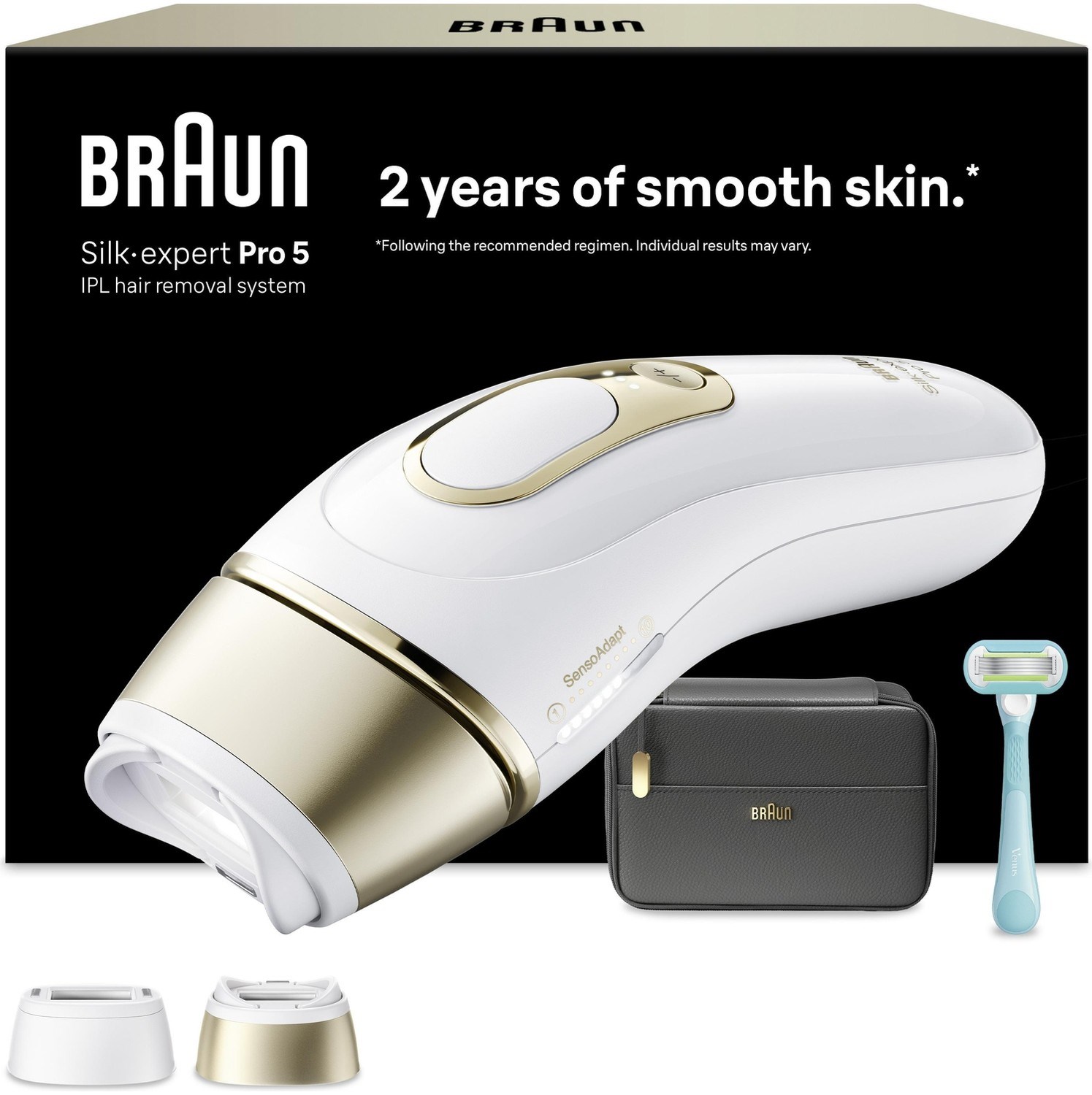 BRAUN Ipl Silk·expert Pro 5, Evde Lazerle Tüy Alma, Çanta, Gillette Venus, 2 Başlık, PL5251